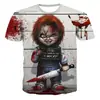 Amazon Wish Nueva Impresión Digital Muñeca Fantasma Camiseta de Horror para Hombre Marca de Moda Manga Corta Pod Hecho a Medida