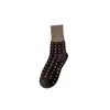 Calcetines de Lana para Mujer, Calcetines de Media Pantorrilla, Estilo Otoño e Invierno, Engrosados y Forrados de Felpa, Cálidos, Bloque de Color, Lunares, Calcetines Holgados Estilo Ins, Venta al por Mayor