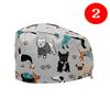 Gorro Quirúrgico con Hebilla Ajustable Algodón Estampado Redondo Dental Belleza Doctora Enfermera Gorra Resistente al Aceite para Mujer Médico Parte Superior Plana