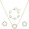 Amazon Best-Seller Transfronteiriço Pulseira Colar Brincos Trevo da Sorte Temperamento Conjunto de Três Peças Versátil e Fashion
