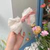 Novo estilo francês retro bege menina orelha aro chiffon arco infantil pressão clipe acessórios de cabelo aço anel intestinal acessórios de cabelo
