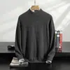 Suéter de Cachemira Nuevo para Hombre Otoño e Invierno Tejido de Punto Color Sólido Jersey Capa Base Suéter de Lana Agradable a la Piel Suéter de Lana de Cuello Medio Alto
