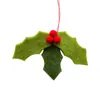 Decoraciones Navideñas Transfronterizas Fieltro de Lana Frutas Rojas Hojas Navideñas Decoraciones para Árbol de Navidad DIY Adornos Pequeños Colgantes Arreglo de Escena de Fiesta