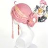 Peluca Cosplay Grupo de Chicas Ángel de Overwatch Tongchuan con Mechas Rosas y Amarillas, Moño Trenzado, Trenzas Dobles, En Stock