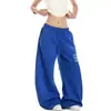 Pantalones casuales de estilo americano con pedrería, de tiro bajo, para hombres y mujeres, 2026 otoño, holgados, rectos, de pierna ancha, deportivos, para caminar