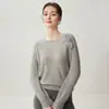Hilo Herbalife 75% cachemira 25% seda de morera encaje cuello redondo tejido de punto para mujer hueco ganchillo suéter base