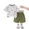 Terno de verão para bebês, conjunto de duas peças com gola redonda e manga curta, estampa de desenho animado para meninos, verão de 1 a 3 a 5 anos, roupa infantil