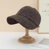 Gorra Plana Rayada Retro Japonesa para Mujer Otoño Invierno Ala Ancha Artística Estilizadora de Rostro Protección Solar Parasol Gorra de Equitación