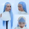 Peruca Crochê à Mão Azul Gelo com Três Pontas, Peruca Beauty-Point, Peruca Front Lace Estilo Antigo Hanfu, Cabelo Longo Liso, Hatsune Miku