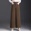 Calça Larga Versátil de Perna Larga Feminina Verão 2026 Nova Cintura Alta Estilo Coreano Emagrecedora Calça Fluida Calça de Terno Feminina