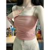 Camisola blanca plisada pura para mujer, ropa interior de verano con almohadilla para el pecho, prenda exterior Sweet Spice Girl, blusa sin mangas que adelgaza la espalda hermosa