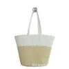 Bolsa de Paja Popular de Verano de Gran Capacidad para Mujer, Nueva Bolso Tejido Estilo Vacaciones en la Playa, Bolso de Hombro, Cesta de Verduras, Bolso Tote