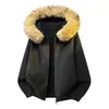 Nuevo suéter largo de punto con capucha y cuello de pelo desmontable, estilo lujo ligero old money, para hombre, prendas de punto de manga larga para hombre, cárdigan para hombre, chaqueta para hombre