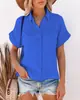 Verano 2021 mujer eBay Amazon explosión algodón y lino camisa manga corta mujer solapa botón camisa 88627