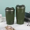 Novo Copo de Café com Manga de Couro Garrafa de Água Isolada Aço Inoxidável 304 Copo Isolado Portátil de Mão Copo para Carro Copo para Presente