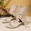 2025 Novos Botins Franceses de Nicho Sandálias de Salto Alto Sandálias de Salto Agulha de Verão Femininas Sandálias Romanas de Salto Médio Sapatos Femininos
