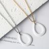 Pingente de Aço Inoxidável em Forma de Gota Zircônia Cerâmica Espacial Aço Titânio Colar Feminino Corrente de Clavícula Ajustável