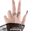Anillo de Diseño de Nicho con Forma de Llama con Circonita Azul Claro, Abierto, Personalizable, Lujo Ligero, Artístico, Joyería de Alta Gama para Mujeres