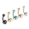 Europa y Estados Unidos nuevo comercio electrónico para anillo de ombligo de acero inoxidable chapado clavo de ombligo bola multicolor joyería para piercing ombligo