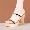 Sandalias Transparentes de Tacón Alto para Mujer 2025 Nuevas Impermeables Plataforma Tacón Grueso Pantuflas Boca de Pescado Talla Grande Pantuflas de Moda para Exterior