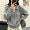 Cardigan suéter de pele de guaxinim com gola polo para mulheres, nova coleção outono/inverno 2026, design de botão torcido, cor sólida, peça de tricô versátil para usar por cima