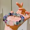 Mágico de Oz 12mm Alta Qualidade Gelo Transparente Roxo Fluorita Rosa Quartzo Pulseira
