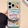 Fondo Azul con Lunares Perrito y Gato 3D Soporte Magnético Adecuado para Teléfonos Magsafe, Adhesivo Fuerte para Uso en Escritorio