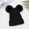 Gorro de Felpa con Orejas de Panda de Dibujos Animados, Doble Uso para Adultos y Niños, Gorro de Punto con Pompón, Versátil Gorro Cálido para Otoño e Invierno