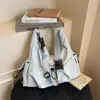 Bolsa de Ombro Plissada Grande Capacidade Estilo Coreano 2026 Nova Bolsa Transversal de Nylon Bolsa de Axila Lona Estilo Casual Preguiçoso