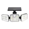 Lámpara de Pared Solar de Tres Cabezales con 333 LEDs Integrados, Lámpara Solar de Cuatro Cabezales para Exteriores con Sensor de Movimiento Humano, Múltiples Cabezales para Patio