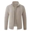 Suéter chaqueta de punto jacquard con cuello alto para hombre, comercio exterior transfronterizo, otoño e invierno, chaqueta cárdigan gruesa con cremallera y forro polar para hombre