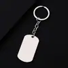 En Stock Etiqueta Militar de Acero Inoxidable Llavero Simple Transfronterizo en Blanco Sin Texto Material para Impresión Láser UV Color Llavero de Metal