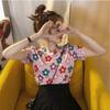 Camiseta de manga corta rosa con flores estilo Hyun Ya para mujer, novedad de verano 2020, estilo coreano, top holgado de cuello redondo que combina con todo, a la moda