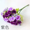 Venta al por mayor del fabricante rosa de diamante de 21 cabezas, rosa pequeña de color resorte de 7 pétalos, capullo de rosa pequeño, flor artificial, flor artificial de plástico