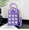 Bolsa de Celular em Formato de Coração, Bolsa de Tricô, Pode Ser Usada como Bolsa Transversal ou de Ombro, Bolsa de Mão de Silicone Portátil, Design de Nicho, Não Selecionado Exclusivamente