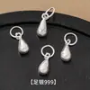 Plata Pura 999 Plata Maciza Superficie Lisa Cara Sonriente Gota de Agua Colgante DIY Pulsera Trenzada con Cuentas Pendiente Encanto Accesorios de Plata