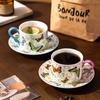 Taza de café y platillo de cerámica creativa de alto valor de color, apto para el té de la tarde inglés INS, taza de desayuno para el hogar