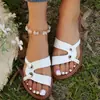 Comercio Electrónico Transfronterizo Europeo y Americano Sandalias de Tira Única con Tacón Bajo para Tallas Grandes de Mujer Moda Europea y Americana Sandalias de Playa de Tira Única Venta al por Mayor