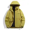Chaqueta de trabajo con relleno transfronterizo con logo estampado para hombre y mujer, tres en uno, cortavientos e impermeable, conjunto desmontable de dos piezas