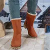 Botas de media pantorrilla transfronterizas europeas y americanas para Wish Amazon comercio exterior para otoño e invierno, tallas grandes, venta al por mayor, tacones gruesos, tallas grandes