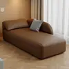 Tumbona Minimalista Moderna para Balcón Dormitorio Sofá Perezoso de Cuero Sofá de Belleza de Hotel Silla Color Caramelo de Celebridad de Internet