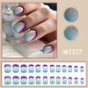 Moda europeia e americana azul roxo degradê peças de unhas estilo simples francês pequeno fresco doce curto desgaste de unhas falsas
