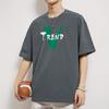 T-shirt de manga curta de algodão para homens verão fino pescoço redondo preto top roupas estampadas moda solto algodão meia manga T-shirt