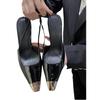 Zapatos de Tacón Alto de Charol Negro Europeos y Americanos Estilo Nuevo Primavera y Verano 2026 Punta Cuadrada Metálica Tacón de Aguja Antideslizantes Zapatos de Salón para Mujer