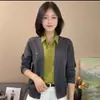 Camisa de mujer para dropshipping, nuevo estilo de invierno, corte holgado, adelgazante, elegante y con diseño rejuvenecedor, con cuello de solapa y mangas largas, adecuada para madres de mediana edad