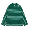 Sudadera de Manga Larga con Rayas Gruesas y Finas de Moda Japonesa para Jóvenes Hombres, Estilo Otoño e Invierno, Pulóver de Algodón Puro Bordado con Bloques de Color