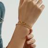 Pulsera de anillo brillante de doble capa de acero titanio para mujer, color acero inoxidable inalterable, textura europea y americana, combinación multicolor, nicho, simple