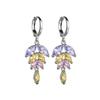 Pendientes de circonita azul y blanca de moda con incrustaciones de piedra de ojo de caballo AAA, joyería clásica, artículos transfronterizos.