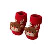 Calcetines de felpa para bebé recién nacido, otoño e invierno, gruesos, antideslizantes, para Navidad, con dibujos animados rojos, para bebé y niño pequeño.