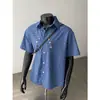 2026 Verano Diseño a Cuadros Marca de Moda Talla Grande Botones Holgada Camisa de Manga Corta para Hombre Cd6430 Ropa de Moda para Hombre